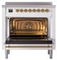 Ilve® Nostalgie II Noblesse 36'' White Pro Style Induction Range with Brass Trim-2