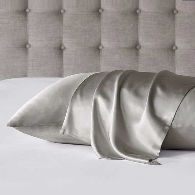 Olliix by Madison Park Silk 100% Mulberry Single Grey Standard Pillow Case-1