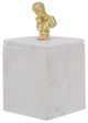 A & B Home White 4" Marble Box-1