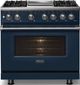 Viking® 5 Series 36" Slate Blue Pro Style Dual Fuel (LP) Range with Polished Chrome Trim-2