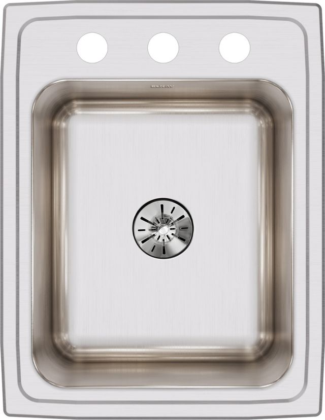 Elkay Lustertone® Classic Lustrous Satin 17" x 22" x 10-1/8" 3-Hole Single Bowl Drop-In Sink with Perfect Drain®-1