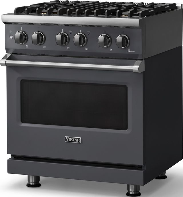 Viking® 5 Series 30" Cast Black Pro Style Dual Fuel (NG) Range with Polished Chrome Trim-3