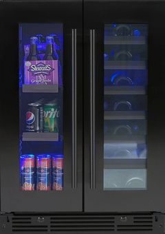 XO Luxury 24" Black Stainless Steel Beverage Center and Wine Cooler