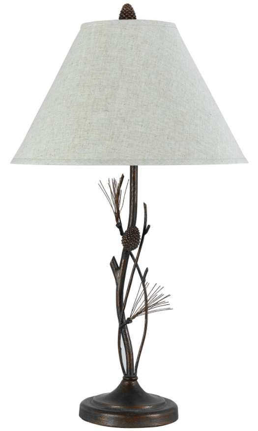 Cal® Lighting & Accessories Pine Twig Light Gray/Rust/Willow Table Lamp-0