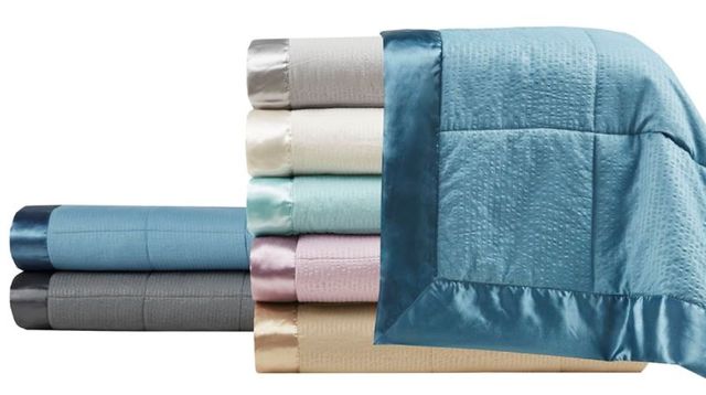 Olliix by Madison Park Cambria Slate Blue King Premium Oversize Down Alternative Blanket with 3M Scotchgard-3
