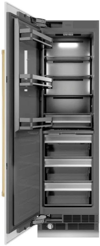ZLINE Autograph Edition 24 in. 12.4 Cu. Ft. Column Freezer in White Matte with Graphite Gray Interior and Polished Gold Accents-1