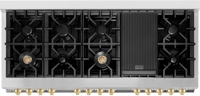 ZLINE Autograph Edition 60" Stainless Steel Pro Style Dual Fuel Range with Polished Gold Accents-2