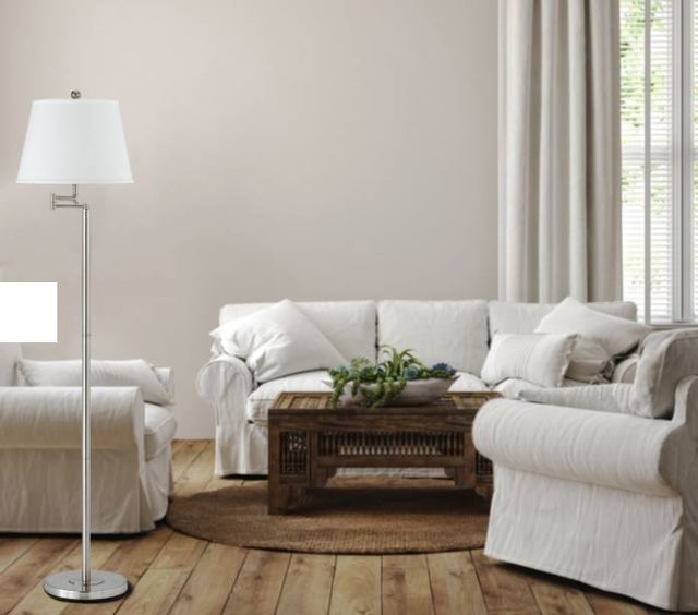 Cal® Lighting & Accessories Andros Brushed Steel Swing Arm Floor Lamp-1
