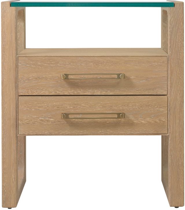 Hooker® Furniture Banyon Bay Glass Top Nightstand with Desert Oak Base-2
