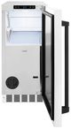 ZLINE Autograph Edition Touchstone 15" 66 lb. Stainless Steel Gourmet Ice Maker with Drain Pump and White Matte Door with Matte Black Handle-2