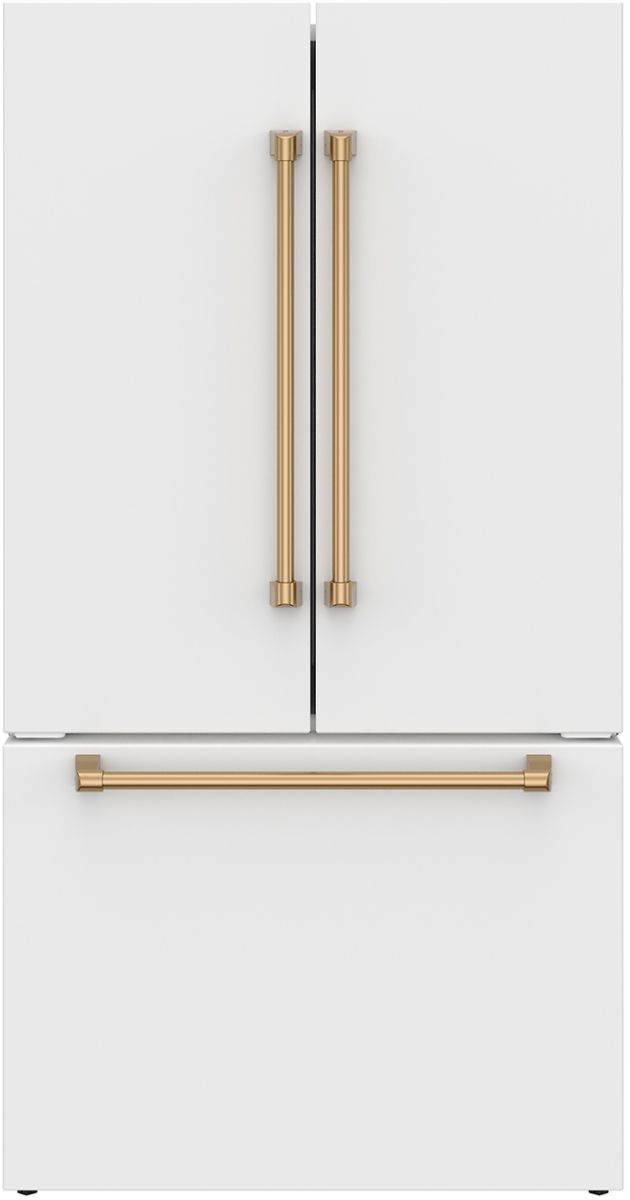 Thor Kitchen Gordon Ramsay Series 36" White French Door Counter Depth Refrigerator with Ice Maker & Bronze Hardware-2