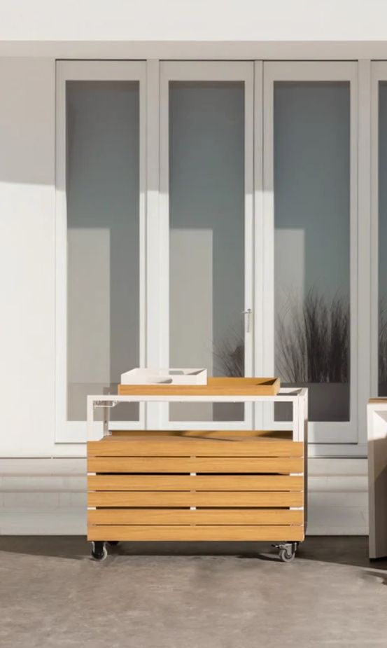 Transformer Table Transformer Light Gray/Light Oak Aluminum/Polystyrene Outdoor Bar Cart-3