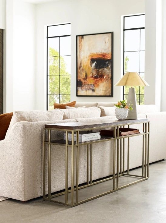 Kincaid® Brighton-Acquisitions Cacao White Oak Sofa Table with Brass Base-1