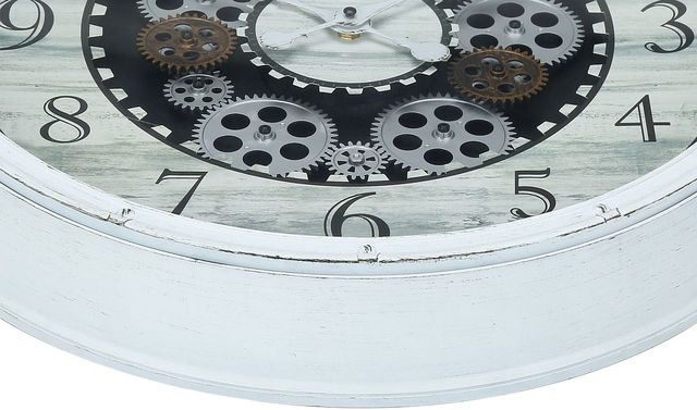 Monarch Specialties Inc. Antique White 20" Round Wall Clock with Standard Numbers on White Gear Mech-1