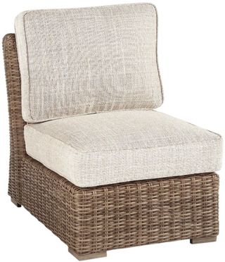 Signature Design by Ashley® Beachcroft Beige Aluminum/Fabric/Wicker Outdoor Armless Chair