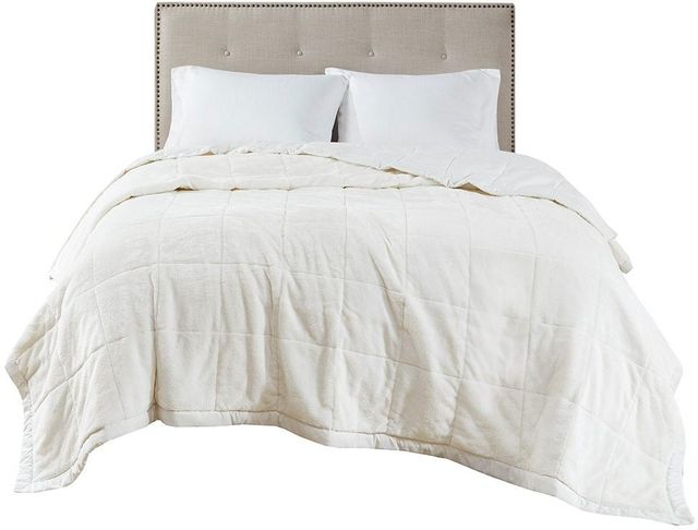 Olliix by Madison Park Coleman Ivory King Reversible Down Alternative Blanket-1