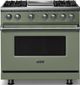 Viking® 5 Series 36" Eucalyptus Pro Style Dual Fuel (LP) Range with Polished Chrome Trim-0