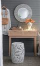 A & B Home Palm Leaf Cutwork White Garden Stool-3