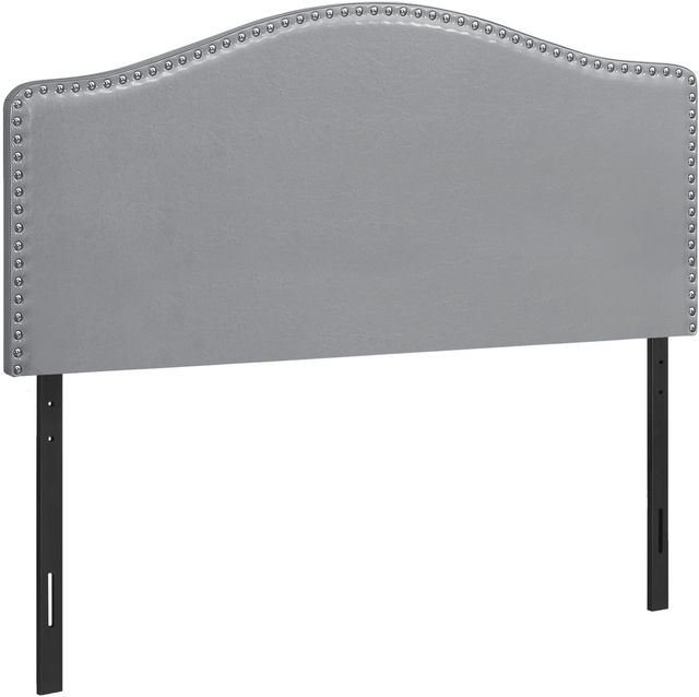 Monarch Specialties Inc. Grey Leather Look Full Headboard-0