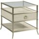 American Drew® Lenox Capri Glass Top End Table with Brassy Champagne/Cream Drawered Base-0