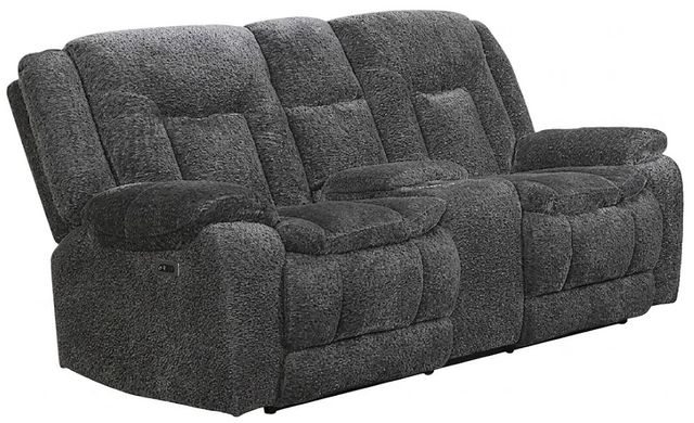 New Classic® Home Furnishings Stanwick Gray Power Reclining Loveseat with Power Footrest-0