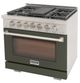 Kucht Professional KFX Series 36" Stainless Steel Pro Style Liquid Propane Gas Range with Olive Green Door and True Simmer Burners-2