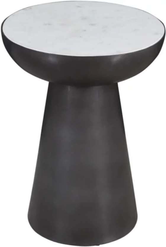 Jofran Inc. Circularity Black Round Chairside Table with White Marble Top-3
