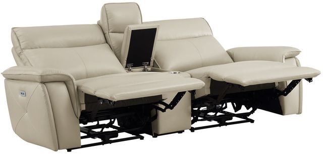 Homelegance® Maroni Taupe Double Power Reclining Loveseat with Center Console and Power Headrests-2