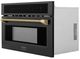 ZLINE Autograph Edition 30" 1.6 Cu. Ft. Black Stainless Steel Built-in Convection Microwave Oven with Polished Gold Helix Handle-2