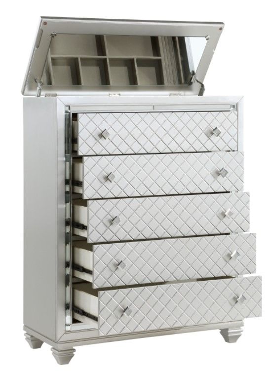 Mazin Furniture Leesa Silver Chest of Drawers with Lift Top-2