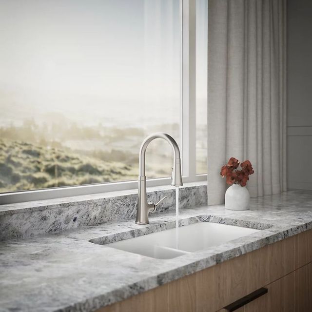 KOHLER® Tone® Vibrant Stainless Kitchen Sink Faucet with 3-Function Sprayhead-2