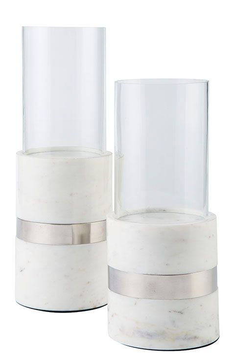 Signature Design by Ashley® Gracelyn 2-Piece White/Silver Candle Holders-0
