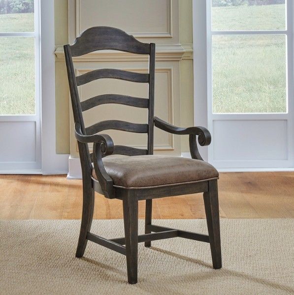 Liberty Furniture Paradise Valley Saddle Brown/Tabacco Upholstered Ladder Back Arm Chair-1