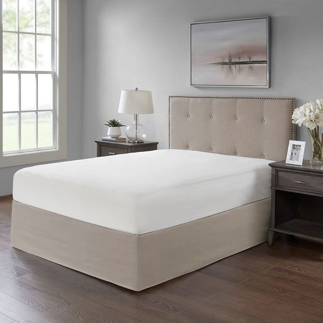 Olliix by Madison Park Khaki Simple Fit Wrap Around Adjustable Bed Skirt-3