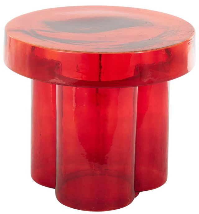 Deco Marche Red Accent Table with Cylinder Base-1