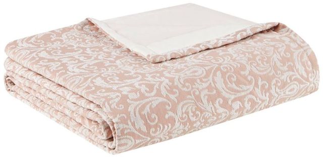 Olliix by Madison Park Signature Haven Blush Queen Chenille Jacquard Comforter Set-1