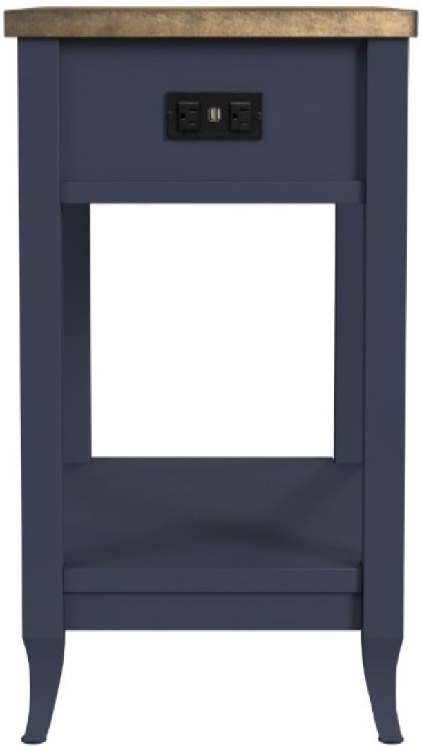 Null Furniture Mystic Navy/Toasted Almond Charging Chairside End Table-2