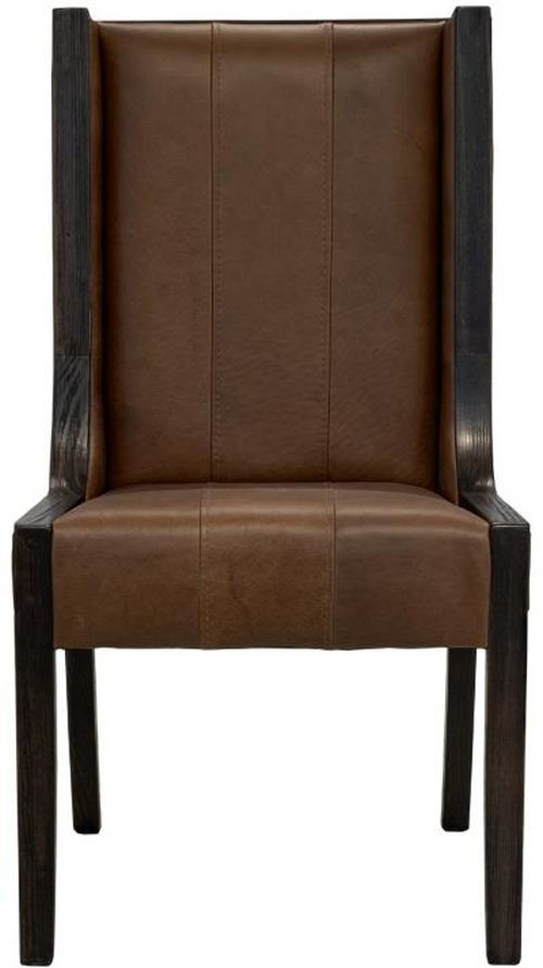 International Furniture Direct Balam Black/Brown Leather Dining Side Chair-2