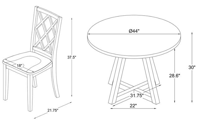 Powell® Maui 5-Piece Gray/White Round Dining Set-2