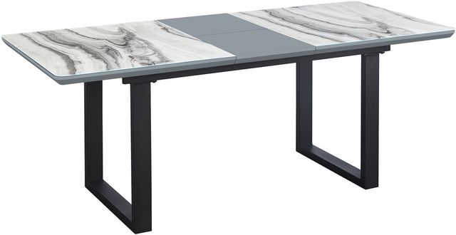 Mazin Furniture Barcelona Gray Faux Marble Dining Table with Black Metal Base -2