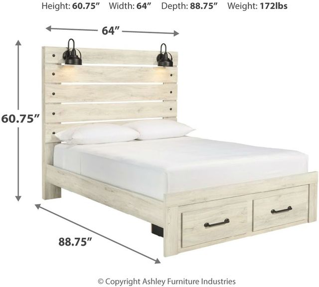 Signature Design by Ashley® Cambeck Whitewash Queen Panel Bed with 2 Storage Drawers-2