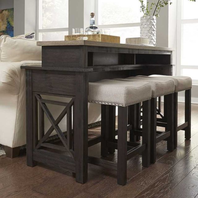 Liberty Furniture Heatherbrook Ash Console Bar Table with Charcoal Base-1