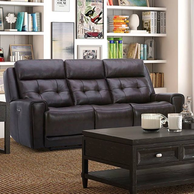 Liberty Furniture Carrington Dark Brown Leather Triple Zero Gravity Power Reclining Sofa-1