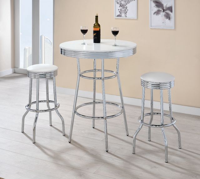 Coaster® Theodore 2-Piece White/Chrome Soda Fountain Bar Stools-5