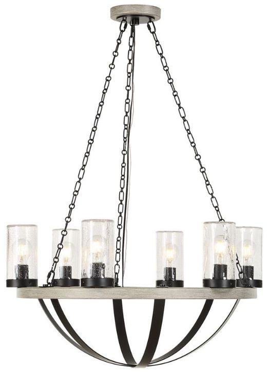 Uttermost® Edgecomb Faux Beechwood/Matte Black 6-Light Indoor-Outdoor Chandelier-0
