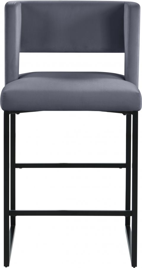 Meridian Furniture Caleb Grey Velvet Counter Stool-1