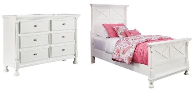 Signature Design by Ashley® Kaslyn 2-Piece White Twin Panel Bed Set-0