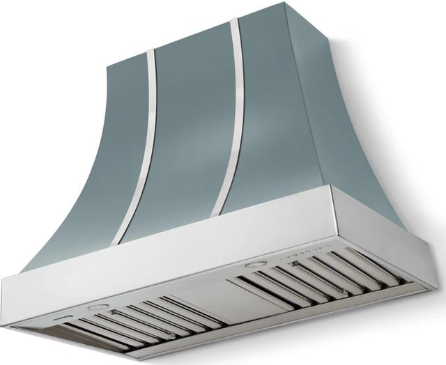 La Cornue CornuFé Cascade 36" Ocean Mounted Range Hood with Polished Chrome Trim-0