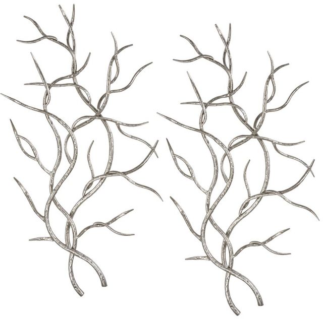 Uttermost® 2-Piece Silver Leaf Branches Wall Decor Set-0