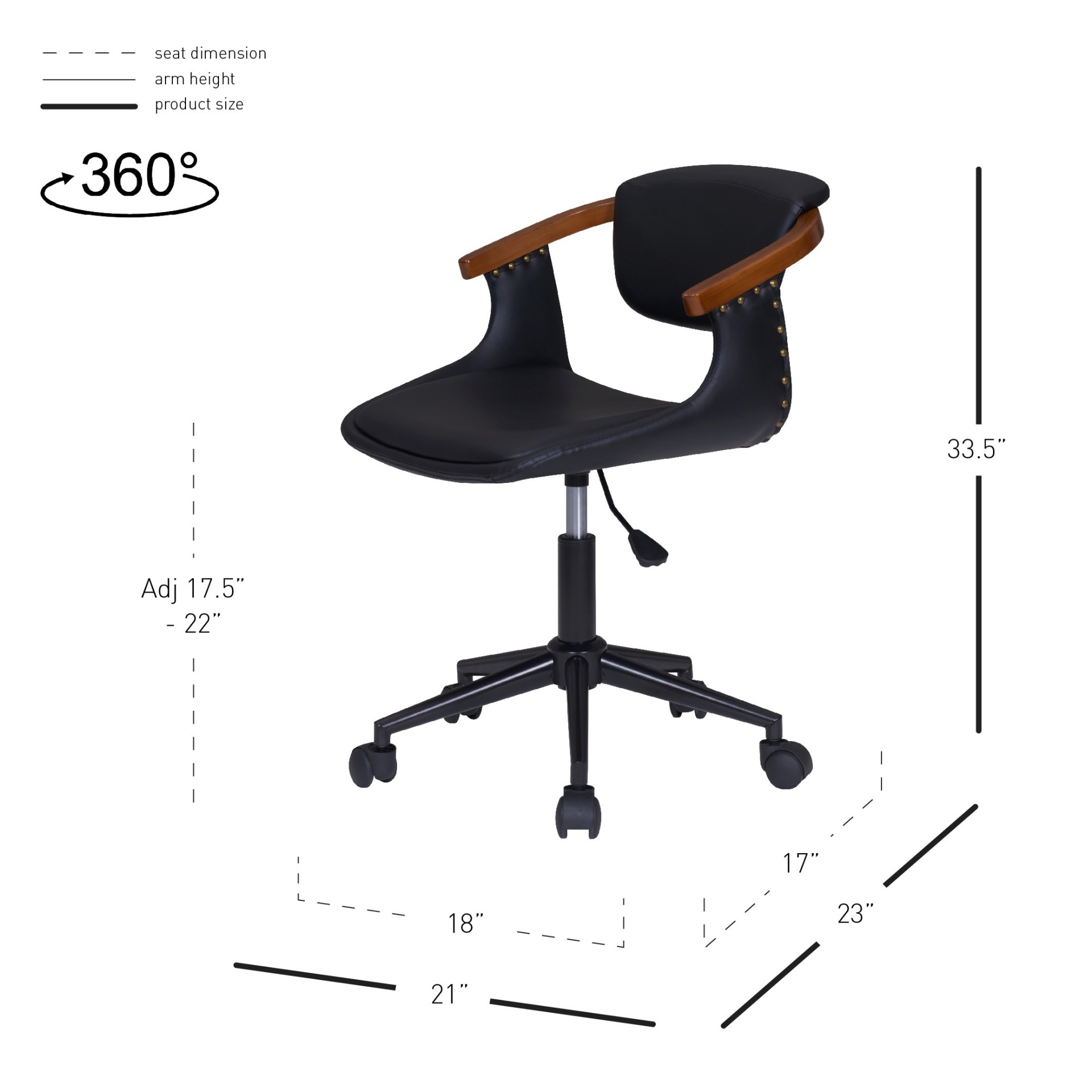 New Pacific Direct Darwin Black/Walnut Office Chair | iFurnish